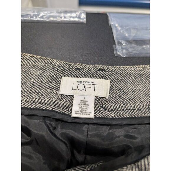 ANN TAYLOR LOFT Herringbone Blazer Wool Silk Blend Dark Academia Petite 2 - Picture 7 of 11